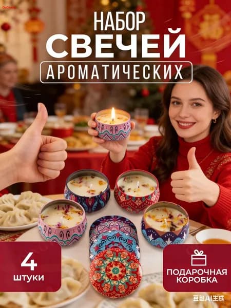 Свечи поминальные "Роза, Османтус, Гардения, Цитрус", 4.5 см х 6 см, 4 шт