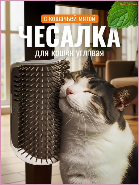 Угловая чесалка для кошек на стену, с кошачьей мятой, щетка для кошек, массажер для животных с креплением