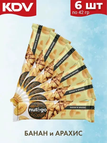 Батончик Nut&Go Банан и арахис 6 штук по 42 гр