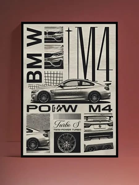 Постер на стену BMW M4 без рамы (29,7х42см)