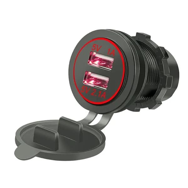 Розетка USB встраиваемая в авто 12V / 24V (DC 5V, 4.2А) 2USB