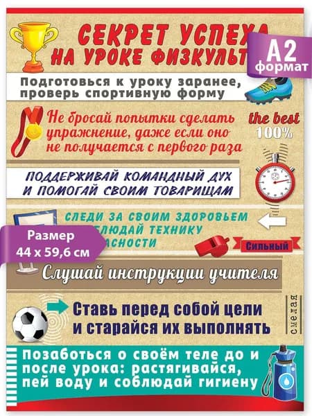 Плакат "Секрет успеха на уроке физкультуры"
