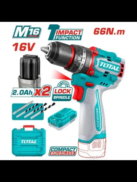 шуруповерт ударная аккумуляторная TOTAL TIDLI166062 16V
