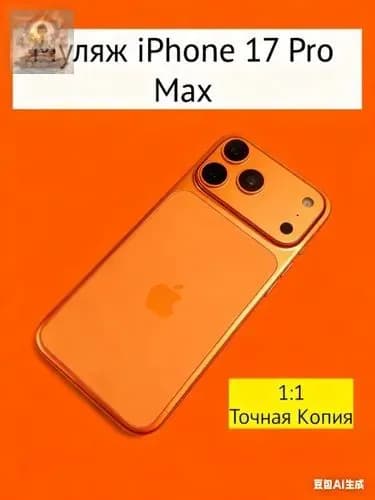 Оранжевый макет iPhone 17 Pro Max с логотипом (для фото и видео