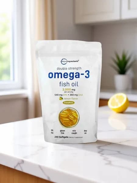 Micro Ingredients, рыбий жир с омега-3, лимон, 240 капсул (1000 мг в 1 капсуле)