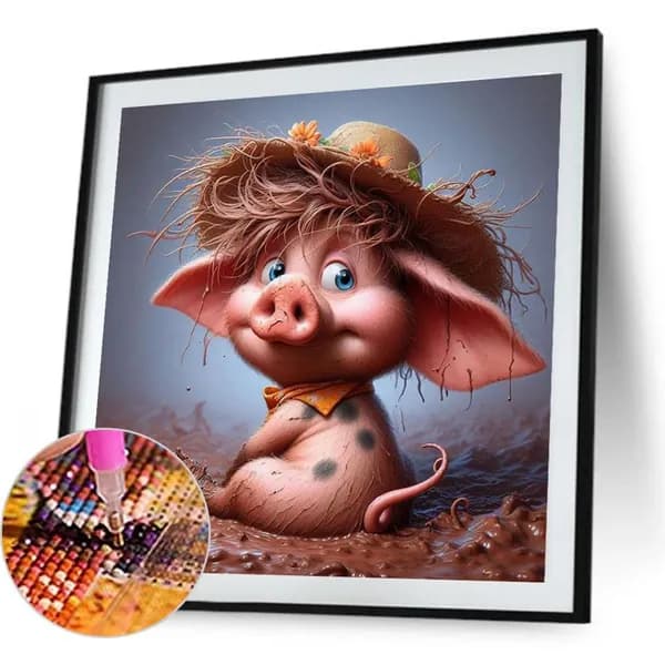 Алмазная картина Свинья стразами, 40 40 см, DIY-набор