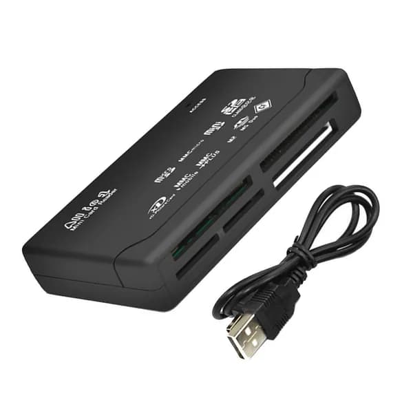 Считыватель карт памяти USB 2.0: универсальный для TF/CF/SD/miniSD/MS/XD, компактный черный