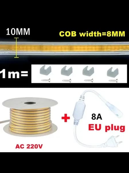 Водонепроницаемая светодиодная лента COB 220В для дома и са