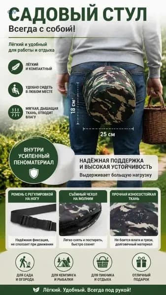 Садовый стул, ABS пластик, 25х25х18 см, 1 шт