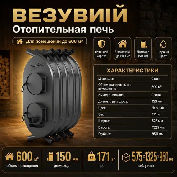 Печь отопительная ВЕЗУВИЙ АОГТ 600