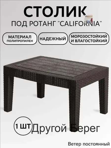 Садовый стол,Пластик, Искусственный ротанг (пластик) 50х70х38 см