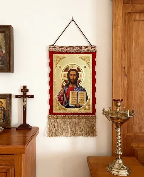 Освященная икона Божией Матери Семистрельная, гобелен, настенная