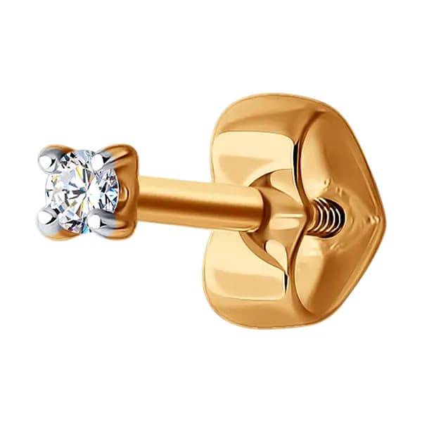 Одиночная серьга из золота DIAMANT-ONLINE с бриллиантом 585 пробы