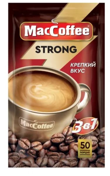 Напиток кофейный MacCoffee Strong 3в1 порционный (18г x 50шт), 900г