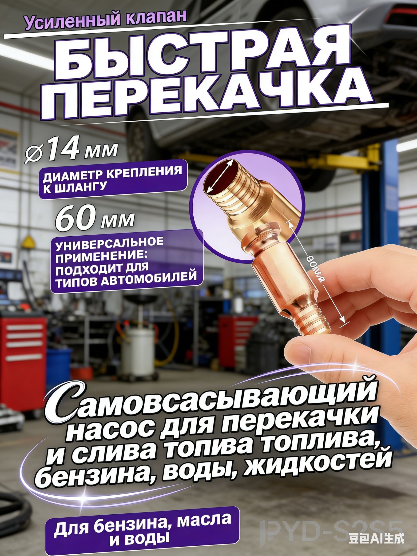 Насос самовсасывающий для перекачки топлива, бензина, воды и других жидкостей, мощный и компактный, удобен для использования в быту и на производстве