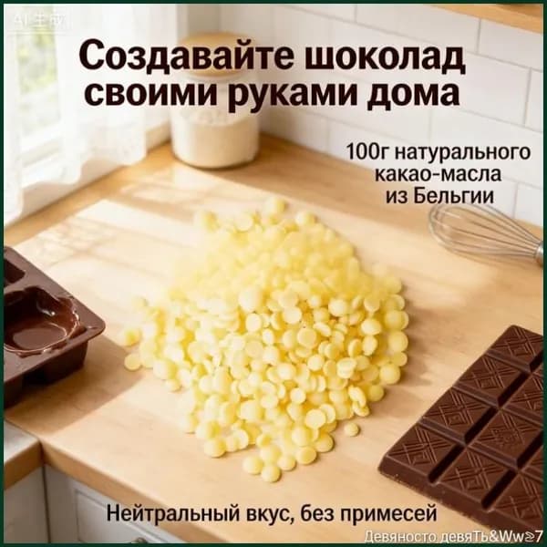 Какао-масло Рафинированное 100г. 1шт.
