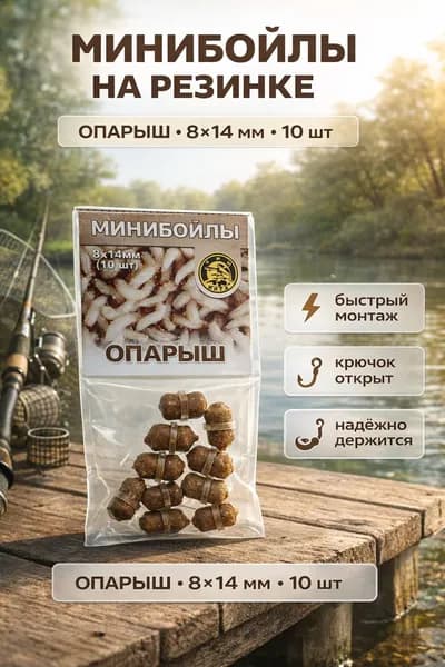 Бойлы мини на резинке Опарыш, 8х14 мм, 10 шт - насадка для карася, карпа, леща, фидер и поплавок
