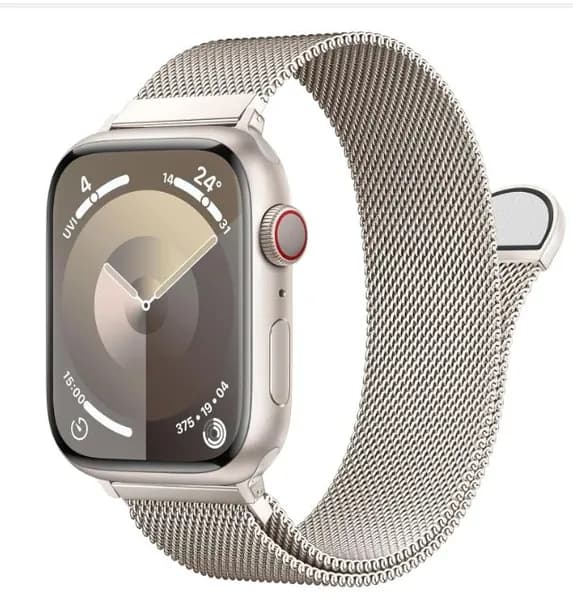 Металлический ремешок для Apple Watch series 1-9 SE, SE 2 38-40-41 mm Миланская петля / Сменный магнитный ремень браслет миланского плетения для Эпл, Серебро