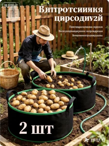 Кашпо 70 л, 21 см, 2 шт, цвет черно-серый, черный