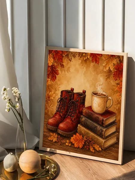 Постер "Осенний книжный кофе", 40х30 см