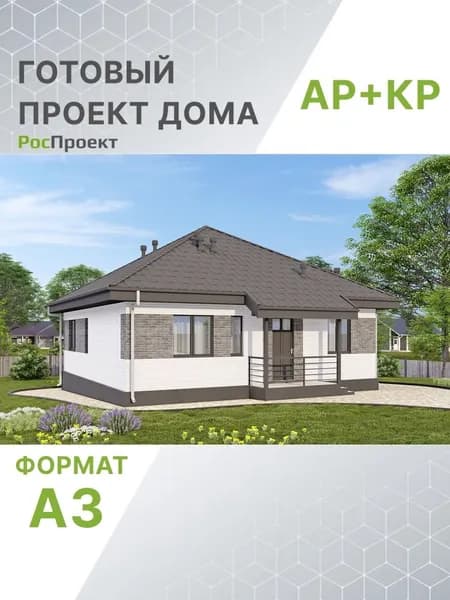 Проект RPg3536 - Одноэтажный дом с двумя спальнями (70 м2, 10м x10м)