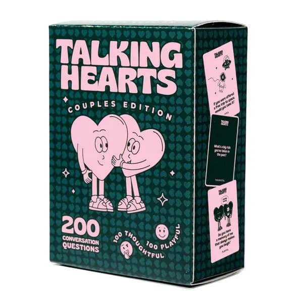 Разговорные карточки для пар Talking Hearts с 200 вопросами, картонные, 90 65 25 мм