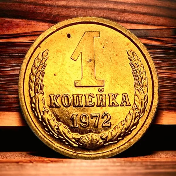 Монета СССР 1 копейка 1972 года. Герб