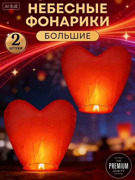 Летающие фонарики в форме сердца, 2 шт