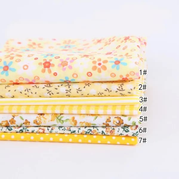 Цветочная печать хлопке Ткань patchwork 7 шт размером 25х25 см