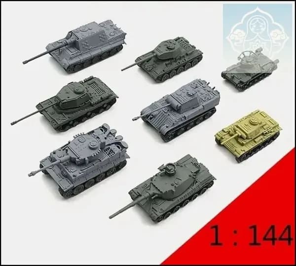 Набор сборных моделей танков 2-й мировой в масштабе 1:144 (8 штук)