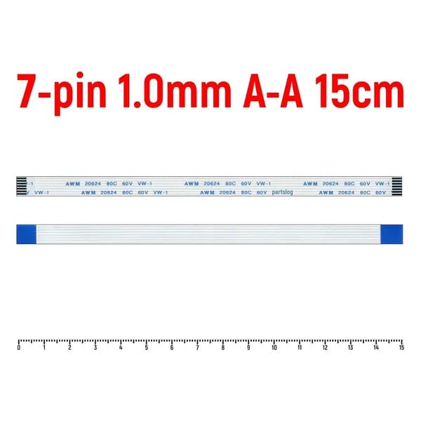 FFC Шлейф 7-pin Шаг 1.0mm Длина 15cm Прямой A-A AWM 20624 80C 60V VW-1