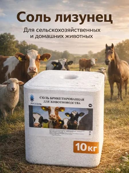 Соль лизунец для животных (Руссоль) 10 кг