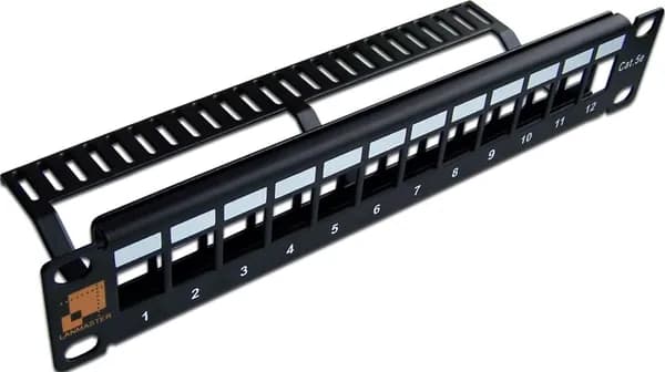 Патч панель 12 портов наборная Lanmaster, 10", 1U, 12x UTP, черная (LAN-PP12OK-UTP/10)