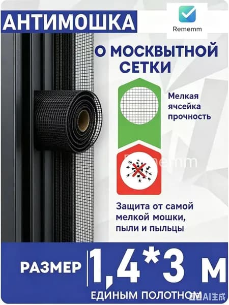 Москитная сетка на окна антимошка, антипыль и на дверь полотно 1,4 м * 3 м