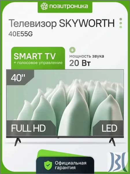 Skyworth Телевизор Google TV 40E55G 40″ Full HD, черный