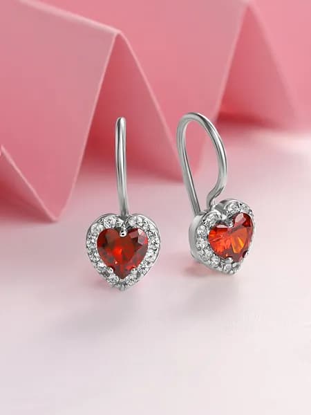 Серьги Сердечки серебро 925 фианитами