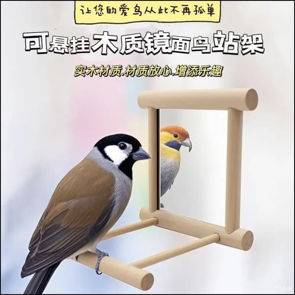 Эксклюзивная деревянная игрушка для мелких попугаев в виде птичьего зеркала, предназначенная для клеточного оснащения