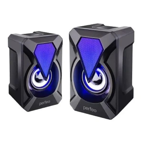 Perfeo Колонки колонки "FLAMES", 2.0, мощность 2х3 Вт, USB, чёрн, Game Design, LED подсветка 7 цв