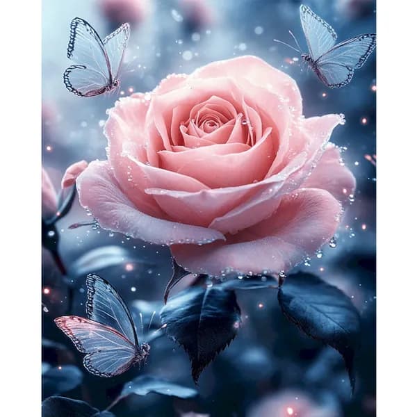 Крестиковый набор Pink Rose Butterflies на хлопковой канве 11CT, 40 50 см