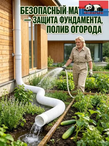Гибкий гофрированный удлинитель водостока 90/110 мм, разборный шланг до 1.48 м с поворотными фитингами, универсальная дренажная труба