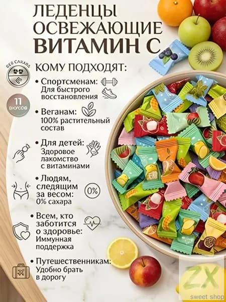 Мятные леденцы без сахара Mini (150 шт)