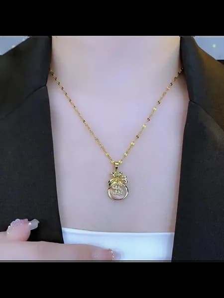 Розовый кулон «Денежный мешочек» Женское колье