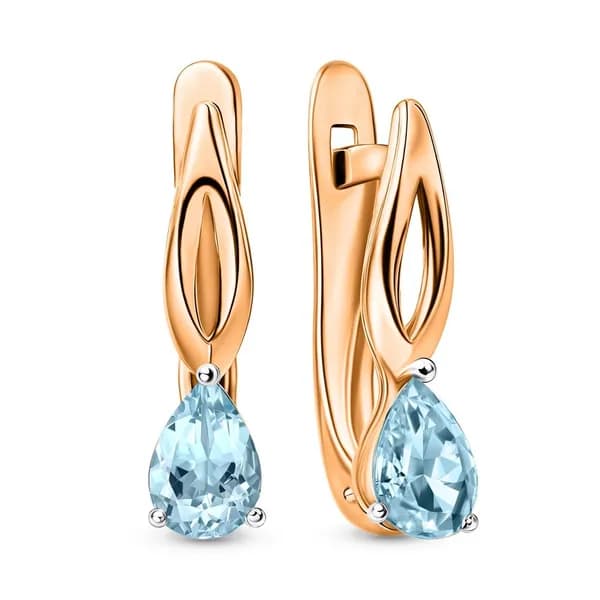 Серьги женские с топазами из красного золота 375 пробы 585GOLD