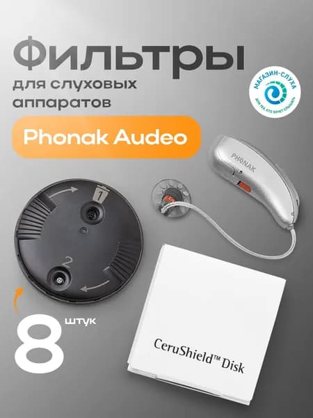Фильтры для слуховых аппаратов Phonak. Диск с фильтрами CeruShield Disk 8 шт. Оригинал.