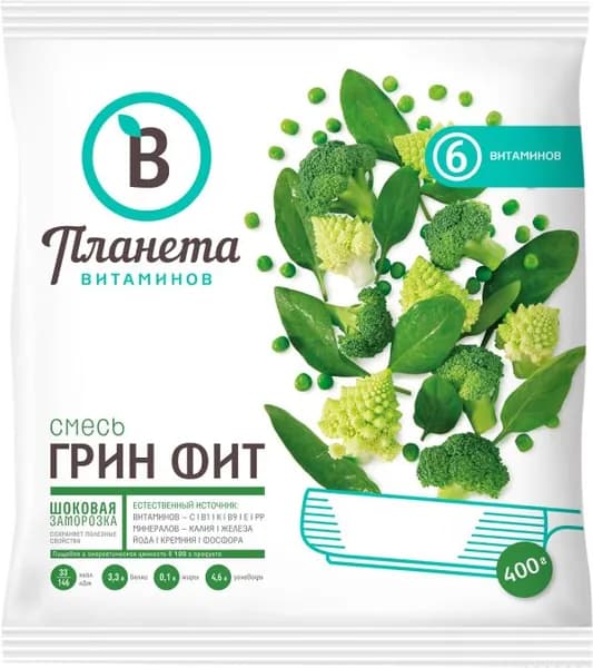 Смесь овощная Планета витаминов Грин фит быстрозамороженная 400г