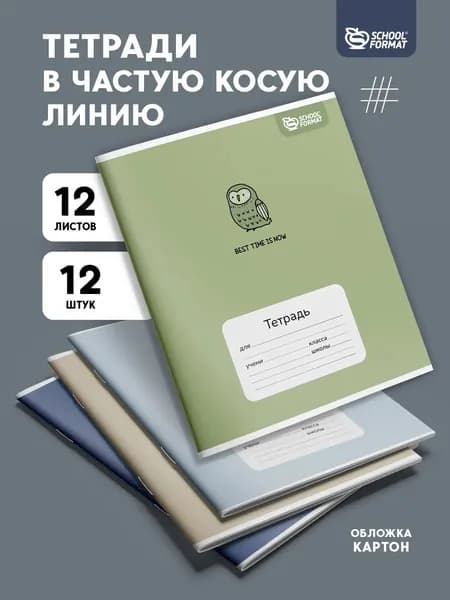Тетради в частую косую линию 12 листов набор 12 штук