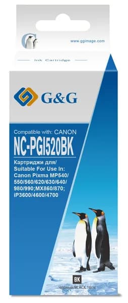 Картридж струйный G&G NC-PGI520BK черный (16мл) для Canon PIXMA MP540/550/560/620/630/640/980/990