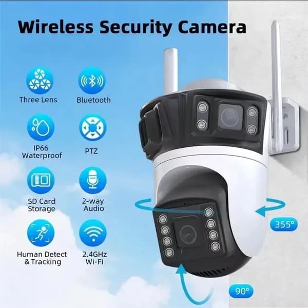 Уличная поворотная камера видеонаблюдения 3 МПикс IP PTZ WI-FI, слот для карт памяти microSD COLORVU SECTEC IPPTZ210-3M-3L-XM (App: ICSee)