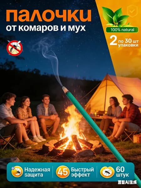 Палочки ароматические от комаров и мух / инсектицидные палочки от насекомых 60шт