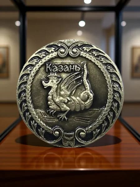 Знак Казань. Зилант символ города. Алюминий, на булавке. Советский значок.